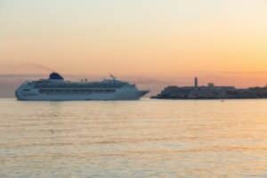 Big Cruise Ship arriving to the Old Havana City, Capital of Cuba