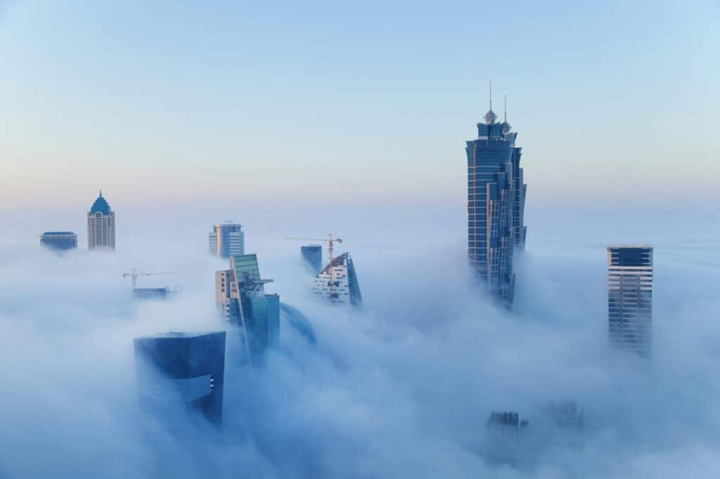 Downtown Dubai at dawn, United Arab Emirates