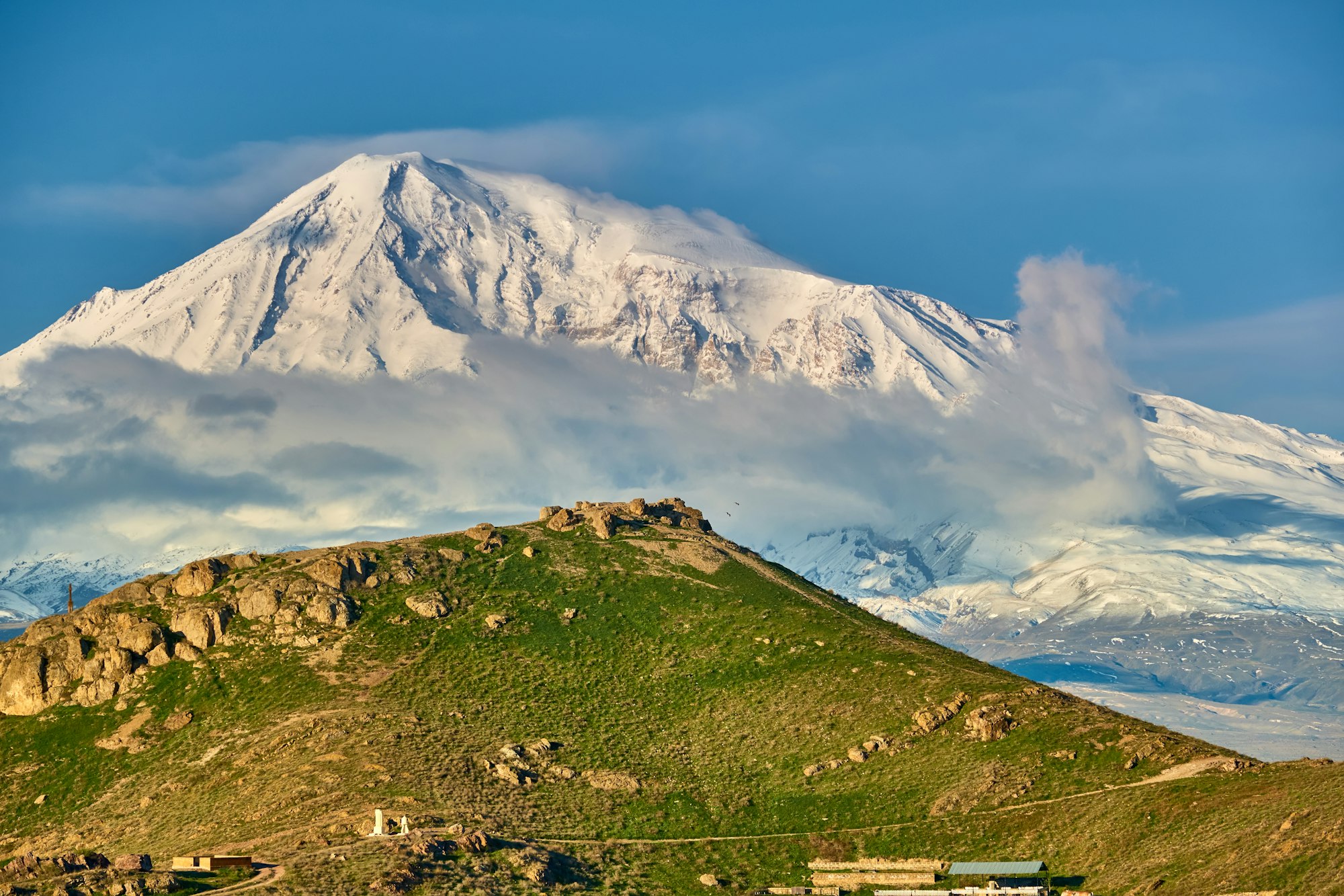 Hill landscape with Ararat mountain at background