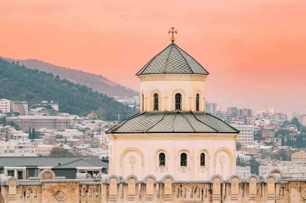 Tbilisi, Georgia. Exterior Of The Holy Trinity Cathedral of Tbil